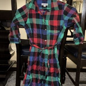 Steven Alan beautiful plaid shirt dress with tie size 6